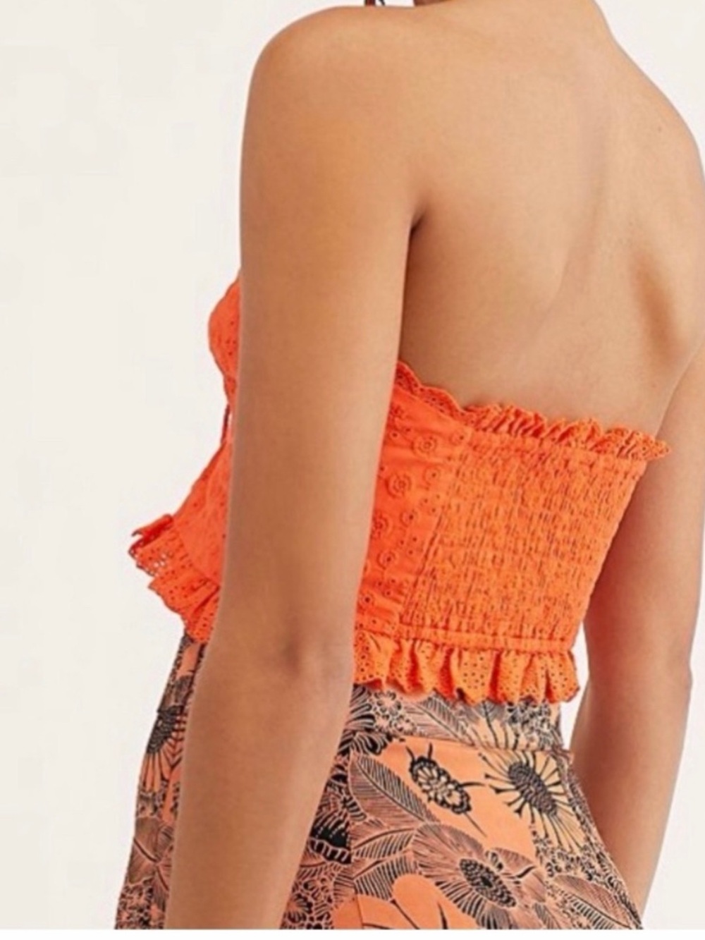 Free People Orange Eyelet Corset Tube Top Size Medium - Picture 2 of 5